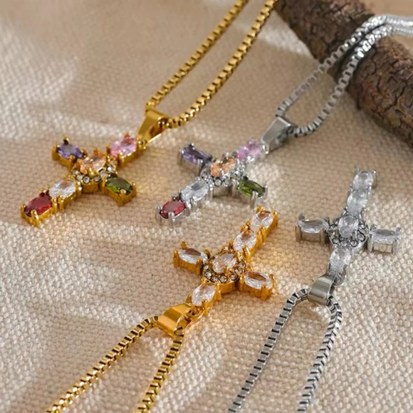 Zara Maria Cross Stainless Steel Waterproof Necklace - Picture 1 of 17